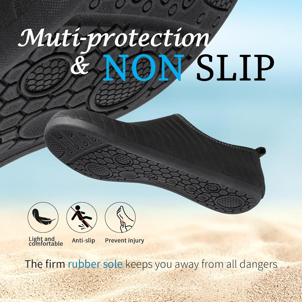 Racqua Water Shoes - Comfortable Aqua Socks for Men & Women | Perfect for Swimming & Beach Activities