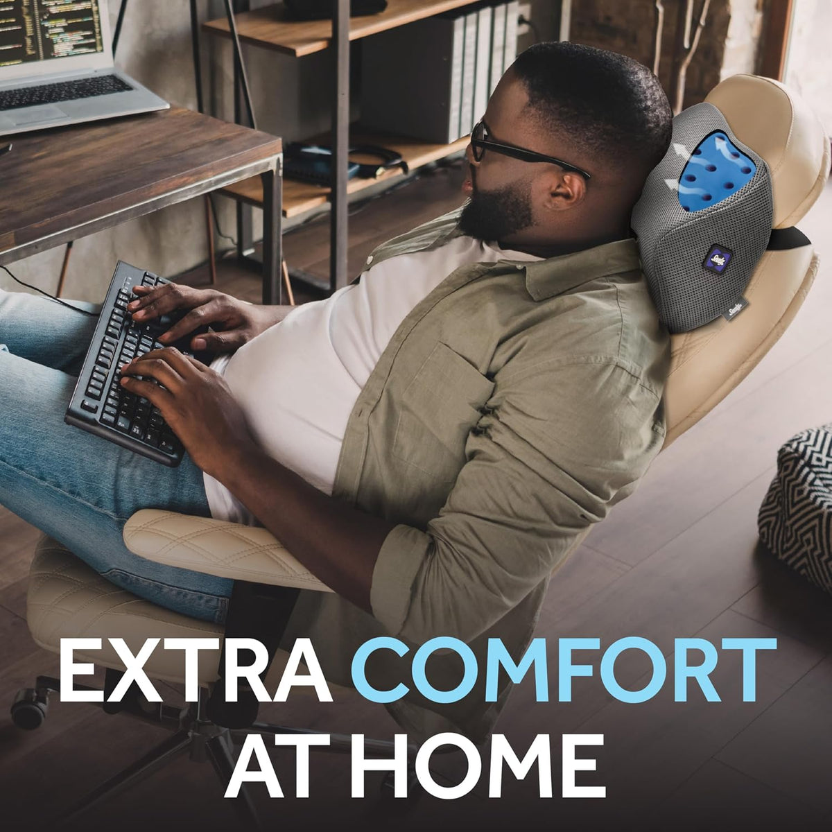 Sealy Ergonomic Car Neck Cushion – Memory Foam Neck Pillow for Car or Office Chair, Travel Neck Pillow,