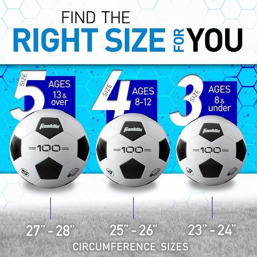 Franklin Sports Soccer Balls - Youth & Adult Sizes 3, 4, 5 - Black & White - Single or Bulk Packs