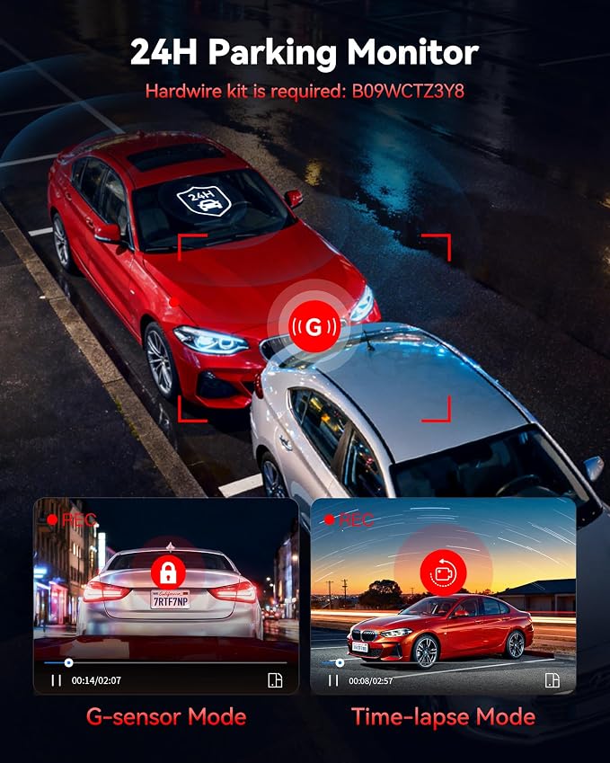 REDTIGER Dash Cam 4K Front and 1080P Rear, STARVIS 2 Sensor, 5.8GHz WiFi