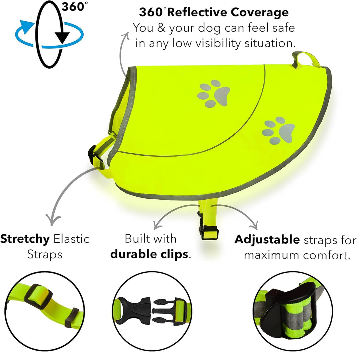 Skiennix Dog Reflective Vest - High Visibility Safety Jacket for Dogs | Comfortable Fit, Yellow, XX-Large