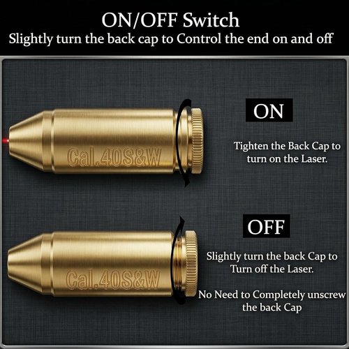 GOTICAL Tactical Red Laser Bore Sight - Cal .40 Brass Boresighter Cartridge for Precision Shooting