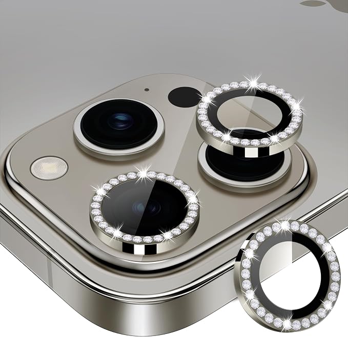 for iPhone 15 Pro/iPhone 15 Pro Max Camera Lens Protector Bling Individual