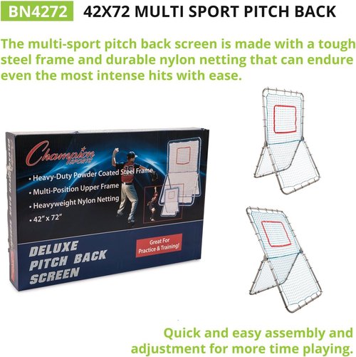 Champion Sports Pitchback Net & Rebounder - Multi-Sport Training Screen with Strike Zone Target