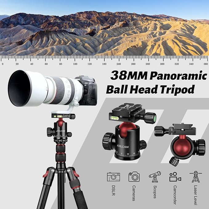 JOILCAN Tripod for Camera, Heavy Duty Travel Tripods for Spotting Scope