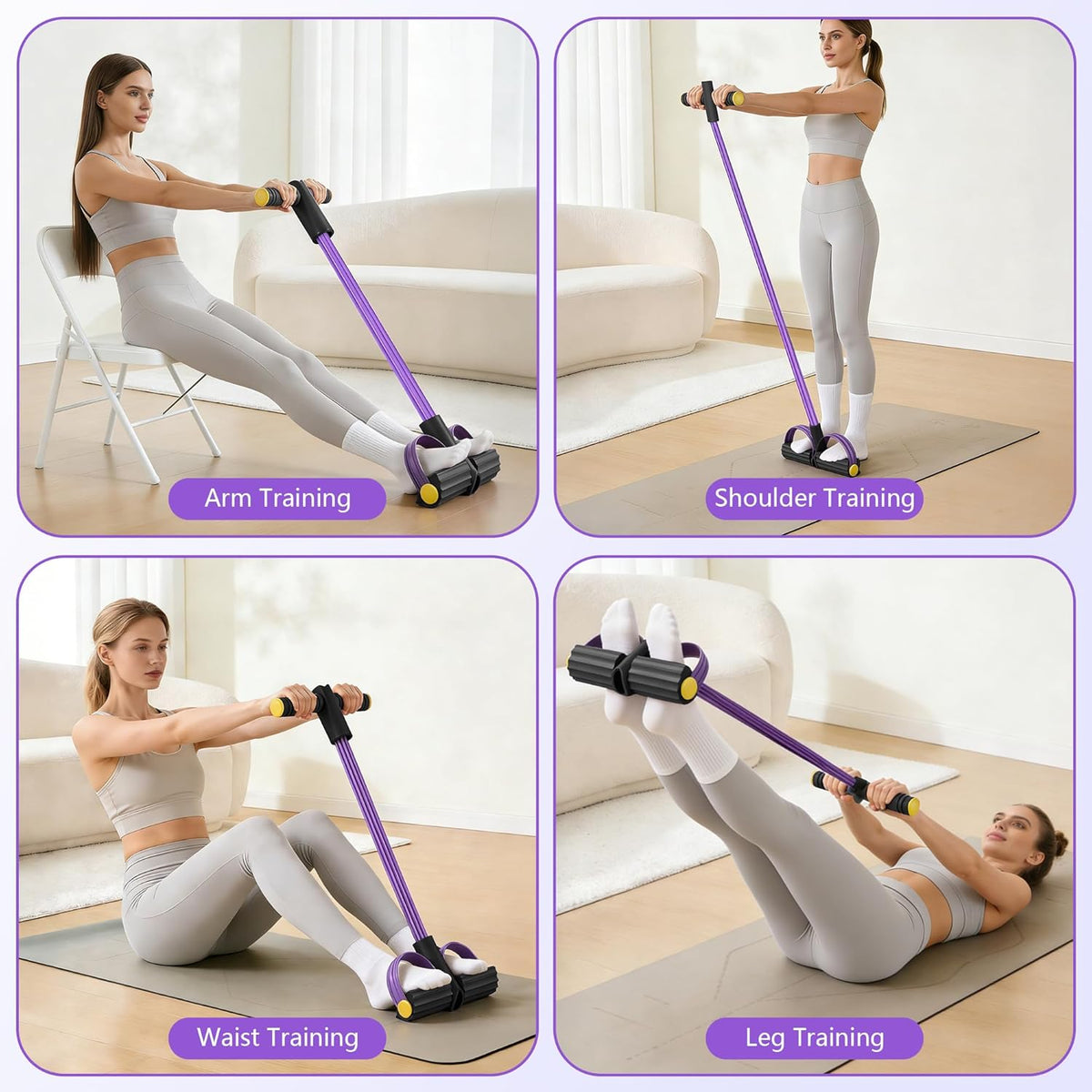 Skiennix Upgraded Pedal Resistance Band - Durable Exercise Tool with 6 Tension Ropes for Core, Arms & Legs