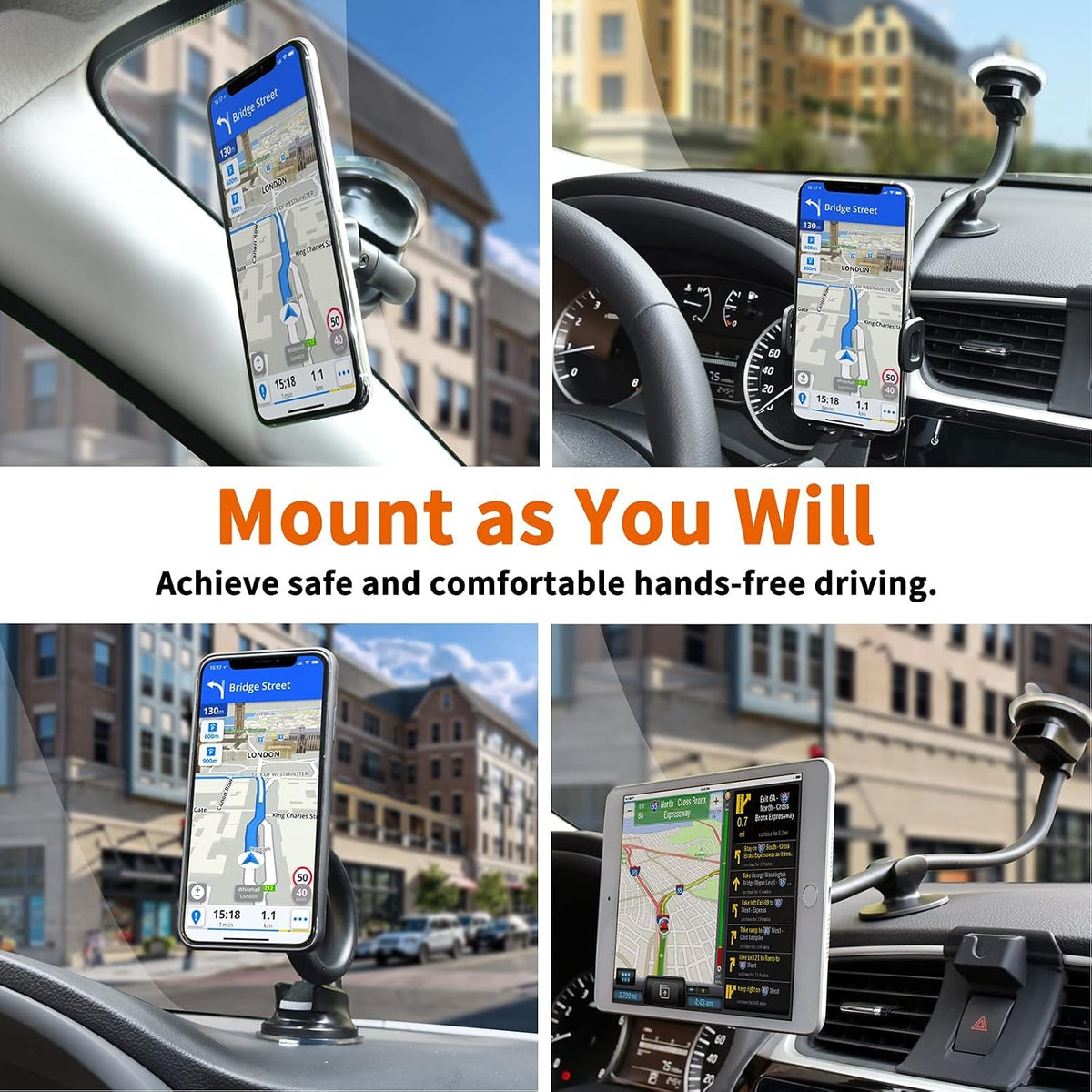 1Zero Magnetic Phone Car Mount 14-Inch Gooseneck Long Arm Extension
