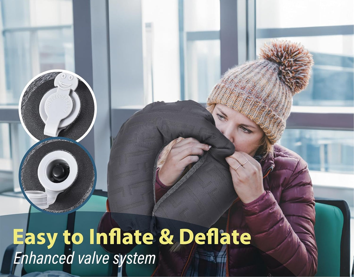TREKOLOGY Inflatable Neck Pillow for Traveling - Inflatable Travel Pillow for Airplanes - Neck Air Pillow, Blow Up Travel Pillows for Neck Support
