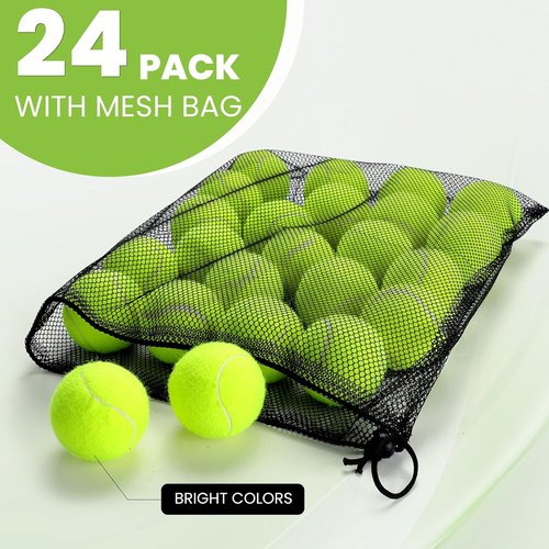 FURWEY Pressureless Tennis Balls - Bulk Pack for Beginners & Pets | Includes Mesh Transport Bag