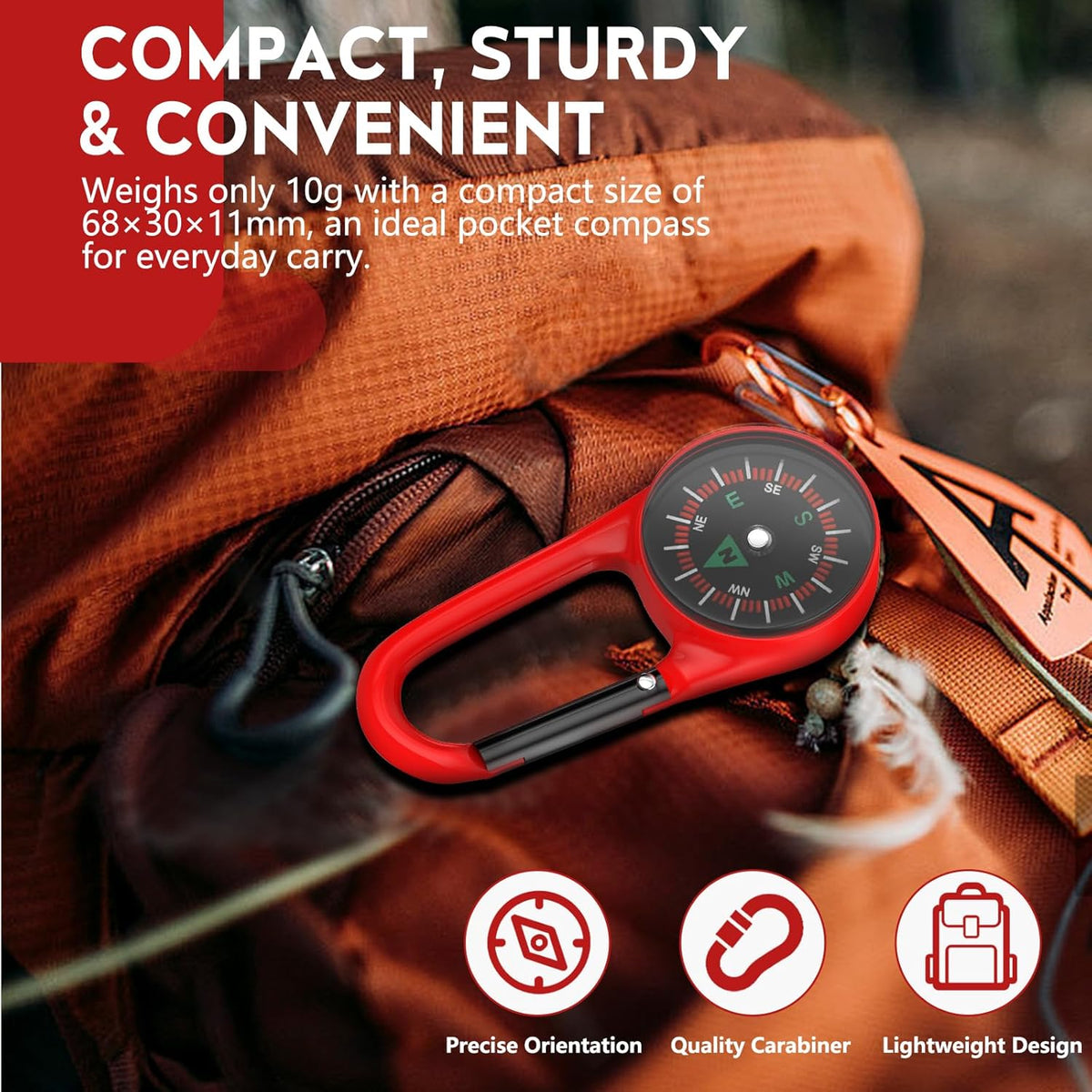 Skiennix Mini Pocket Compass Keychain - Lightweight & Portable for Hiking, Camping, Fishing