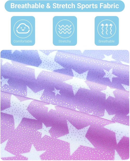JiAmy Girls Gymnastics Leotards - Glitter Ballet Dance Unitards with Shorts & Hairband for Kids