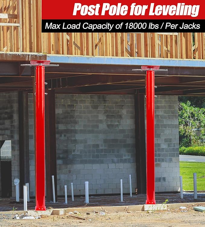 2 Pack House Jack Post Pole for Leveling, 48"-96" Adjustable House Floor Jacks, Support Joist Beam Brace Telescoping Jack Stands for Basements, Decks, Crawl Spaces, 18000 lbs Max Load Capacity
