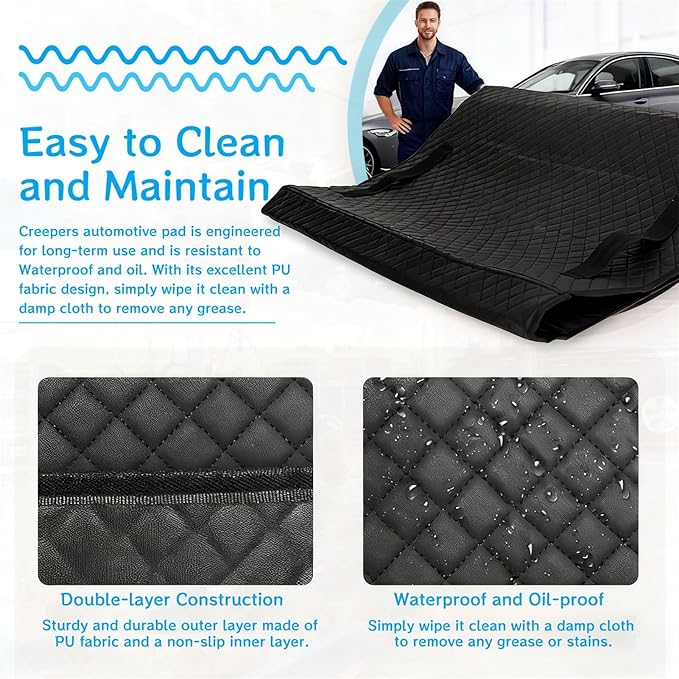 Mechanic Magical Rolling Creeper Mat 58"x27", Durable Oil & Water Resistant Garage Floor Mat, Foldable Car Repair Pad with Storage Bag, for Auto Repair, Trucks & Self-Driving Tours