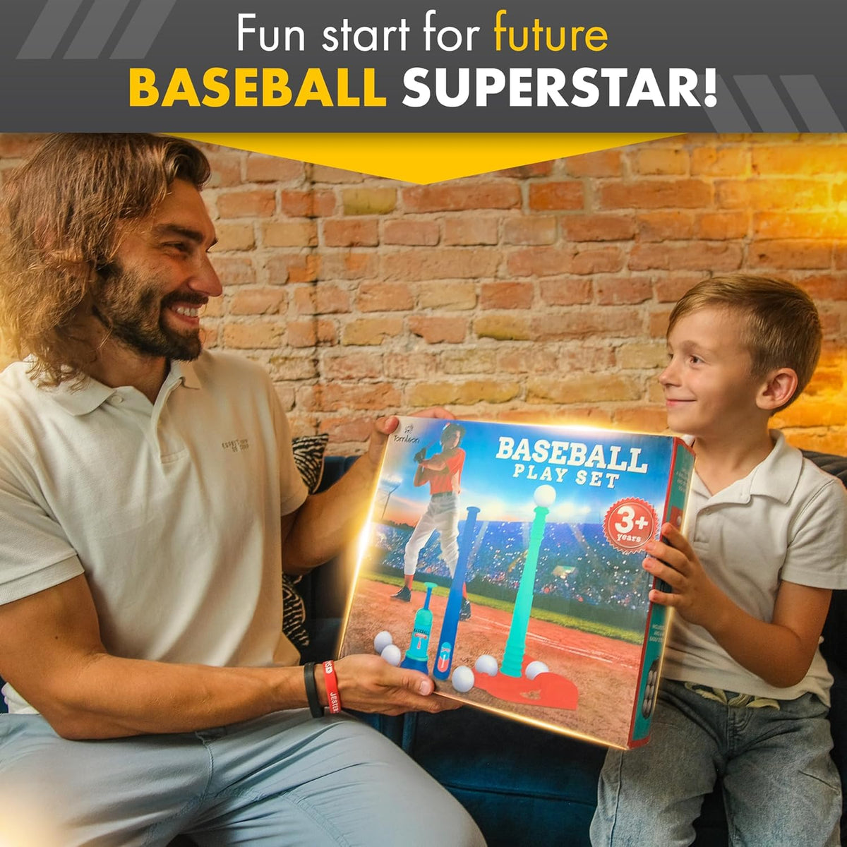 Skiennix T-Ball Stand for Kids | Adjustable Batting Tee with 6 Large Balls | Ages 1-8