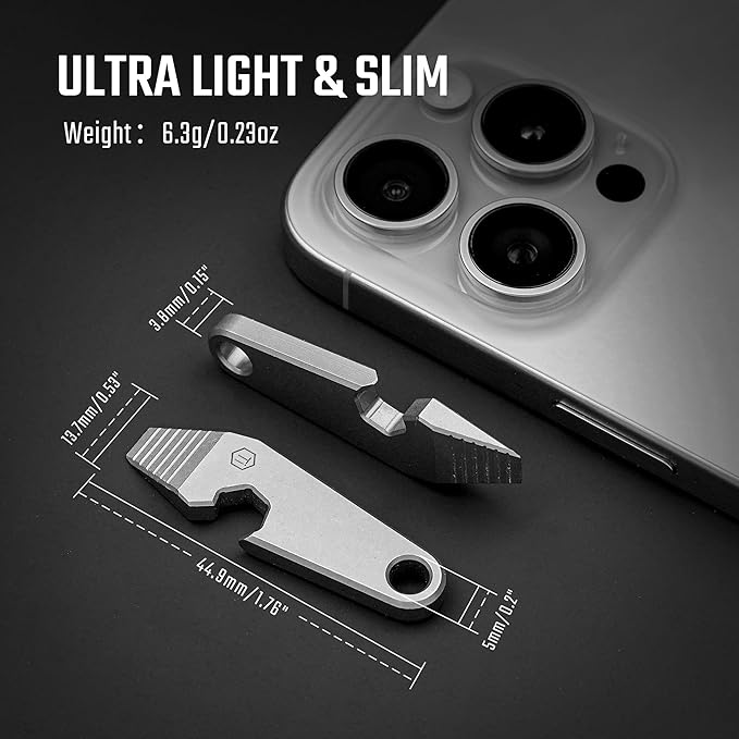 KeyUnity KR01 Titanium EDC Pry Bar Multitool, 6 in 1 Mini Crowbar Keychain Tool for Everyday Carry
