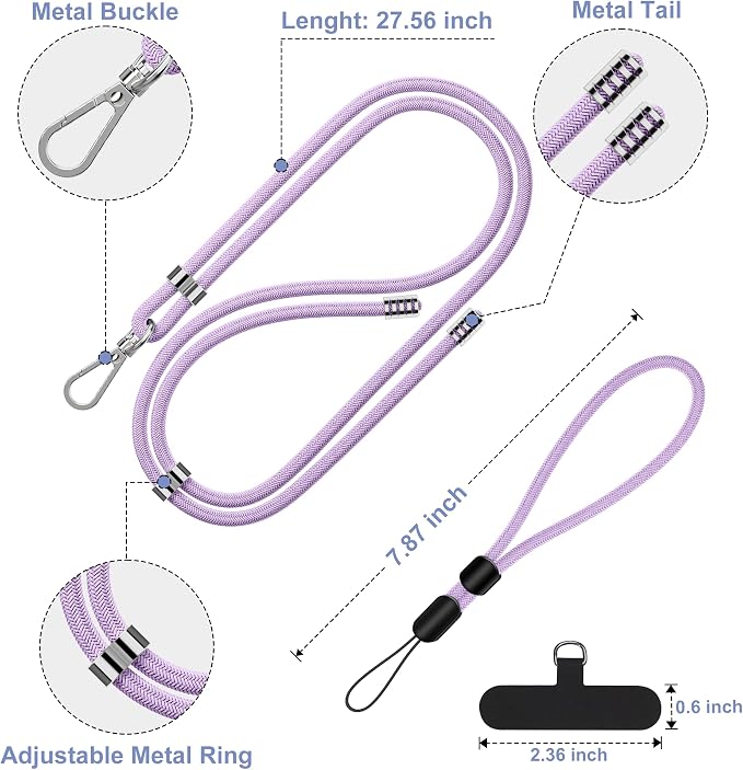 takyu Phone Lanyard, 2 Pack Adjustable Cell Phone Lanyard Crossbody Neck Strap