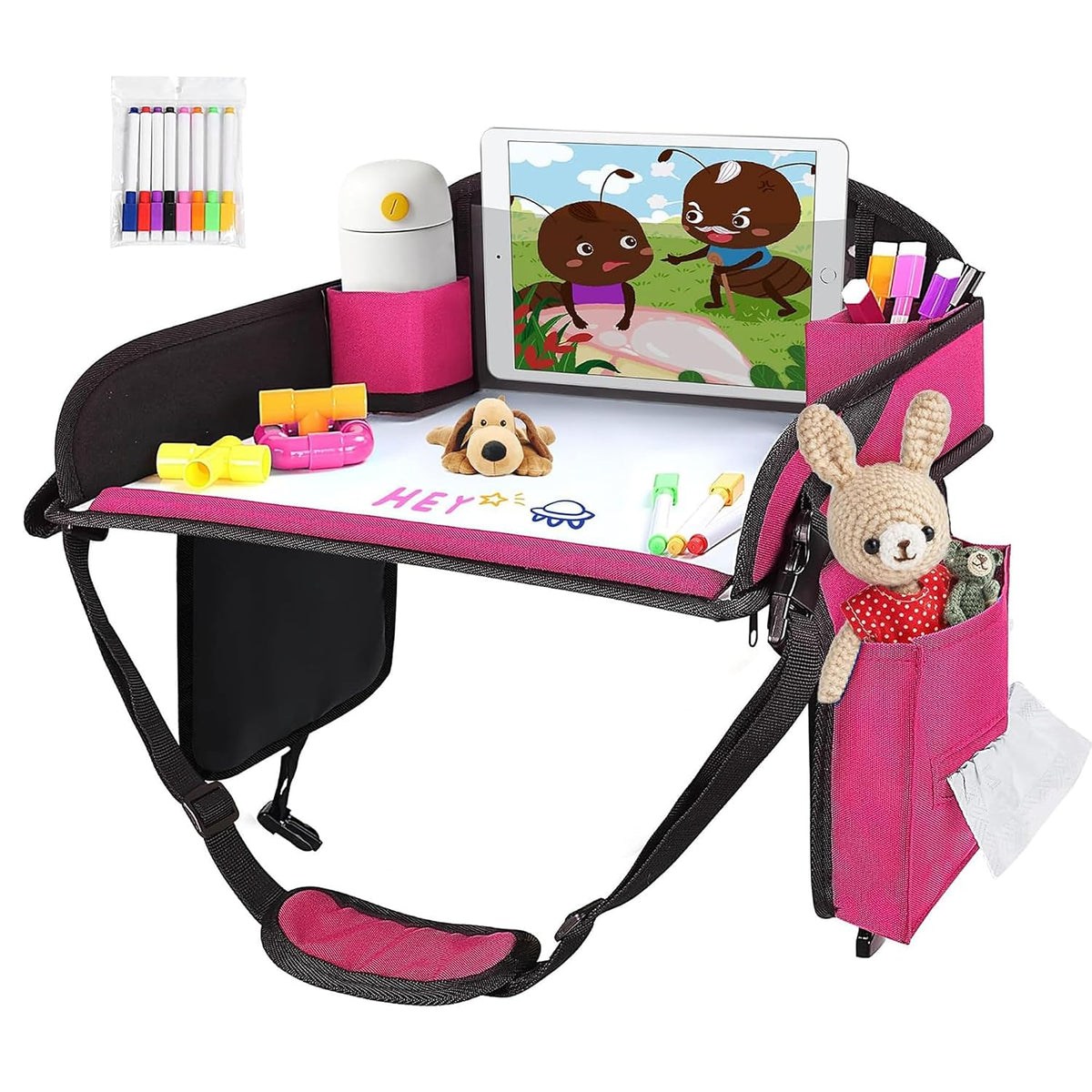 Kids Lap Desk Tray for Road Trip Activities, Portable, Pink 1PCS