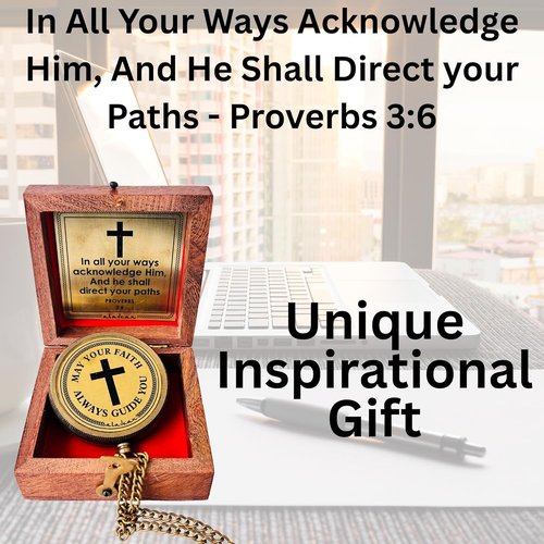 God's Faith Compass - Engraved Christian Compass Gift for Men & Women | Perfect for Baptism & Confirmation