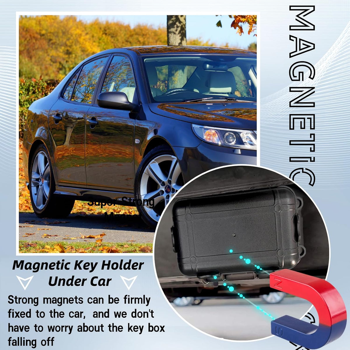 2 Pcs Magnetic Key Holders Under Car, Hide Key Magnetic Box for Storage Key Indoors, Outdoors, Waterproof Hider Key on The Bottom of Car