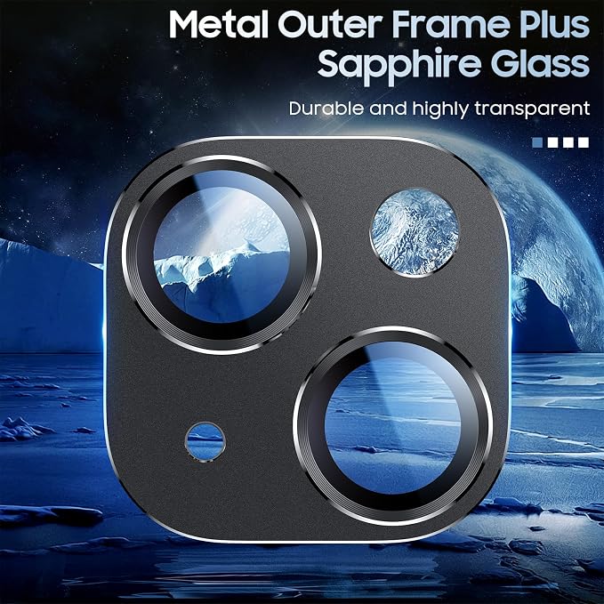 Uyiton for iPhone 15/iPhone 15 Plus Camera Lens Protector, Metal Tempered Glass