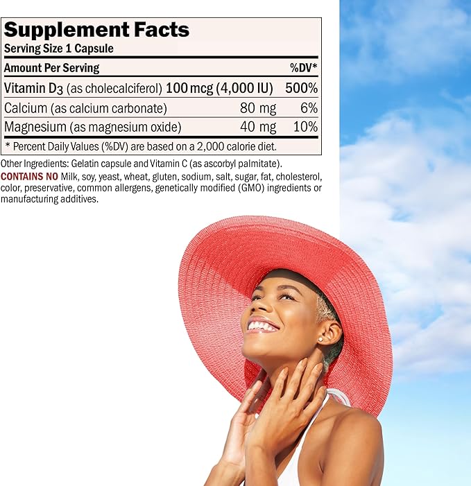 ANDREW LESSMAN Vitamin D3 4000 IU 720 Capsules - High Potency, Essential for Calcium Absorption, Supports Bone Health, Healthy Muscle Function, Immune System, More. Small Easy to Swallow Capsules