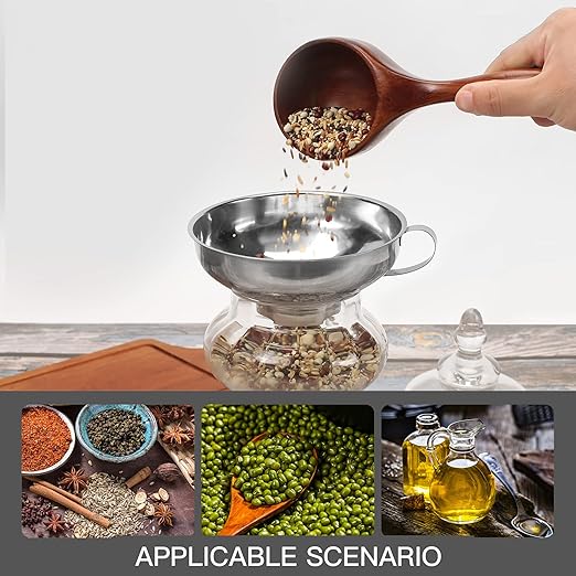 2 PCS Canning Funnel for Wide and Regular Jars, Wide Mouth Funnel Stainless Steel Funnels for Kitchen Use, Metal Funnels Set for Transferring Liquid Power Jam Grains Dry and Wet Ingredients
