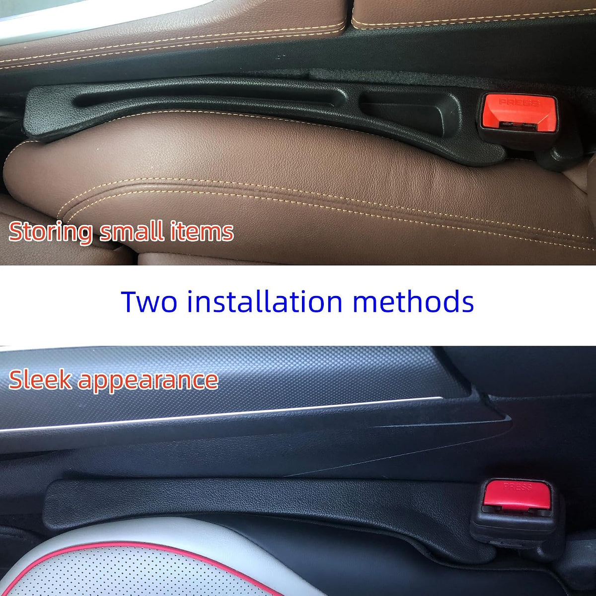 Car Seat Gap Filler Accessories,Storage Organizer Fit Car SUV Truck Fill The Gap Between Seat & Console Vehicle Console Side Pockets (Black)