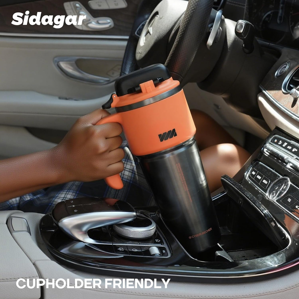 Skiennix 32 oz Stainless Steel Insulated Water Bottle - Leak-Proof Travel Cup with Handle | Dynamic Orange