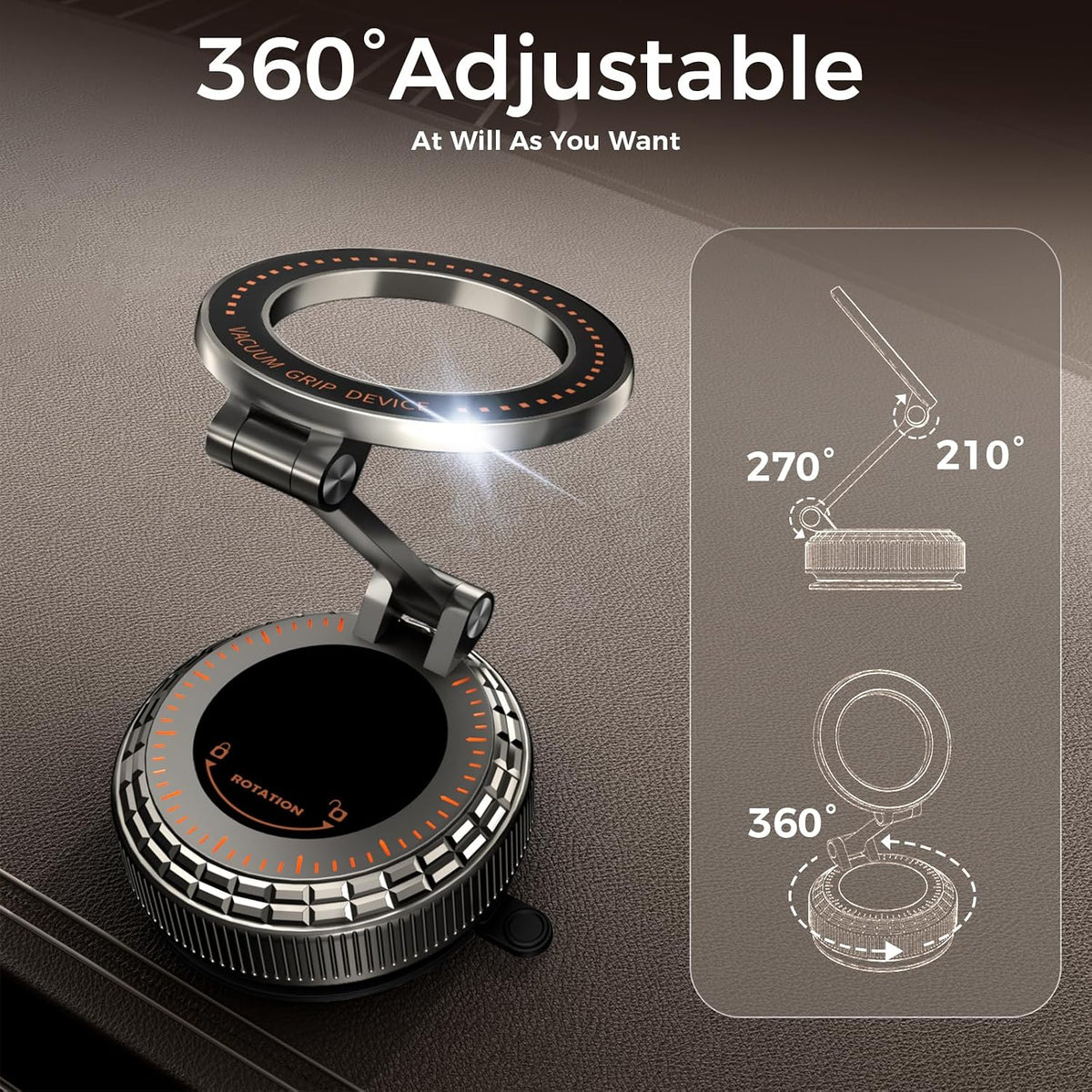 Metal Magnetic Car Phone Holder for Magsafe Phone, Dark Gray