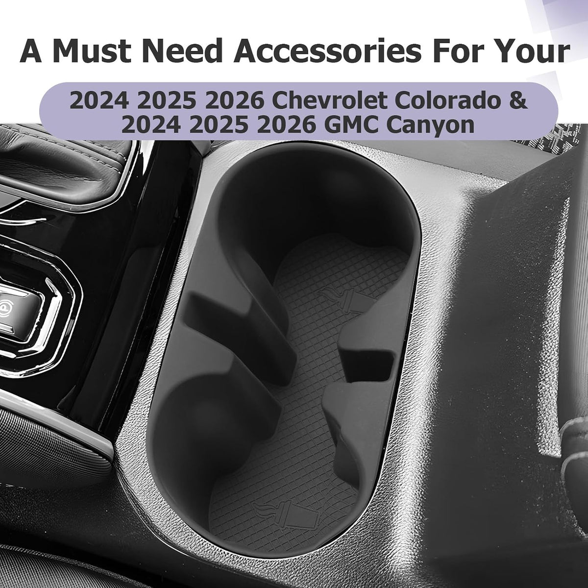 LUWU 2025 2026 Colorado Center Console Cup Holder Compatible with 2023 2024 2025 2026 Chevrolet Colorado & GMC Canyon Interior Accessories Center Console Silicone Material Cup Holder Insert
