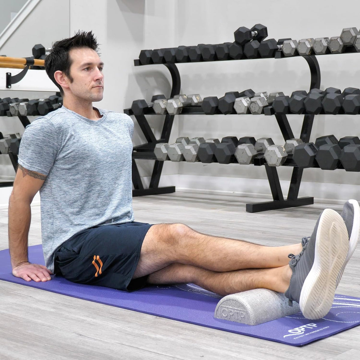 OPTP Silver AXIS Foam Roller - Moderate Density for Myofascial Release | 12" x 3" Half-Round for Therapy & Yoga