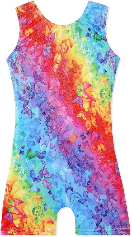 Belovance Toddler Girls' Gymnastics Leotards - Sparkly Rainbow Dinosaur & Leopard Print Biketard