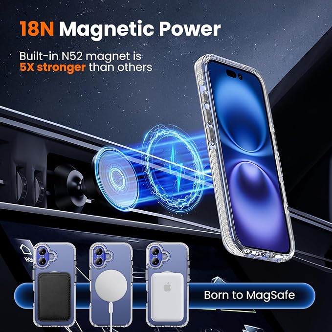 toushion 3 in 1 for iPhone 16 Plus Case Clear Bumper |