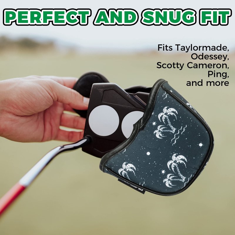 VIXYN Mallet Putter Cover - Cool Mallet Putter Headcover - Magnetic Fleeced Lined Head Covers to Protect Your Golf Clubs (Flamin (Palm Springs)