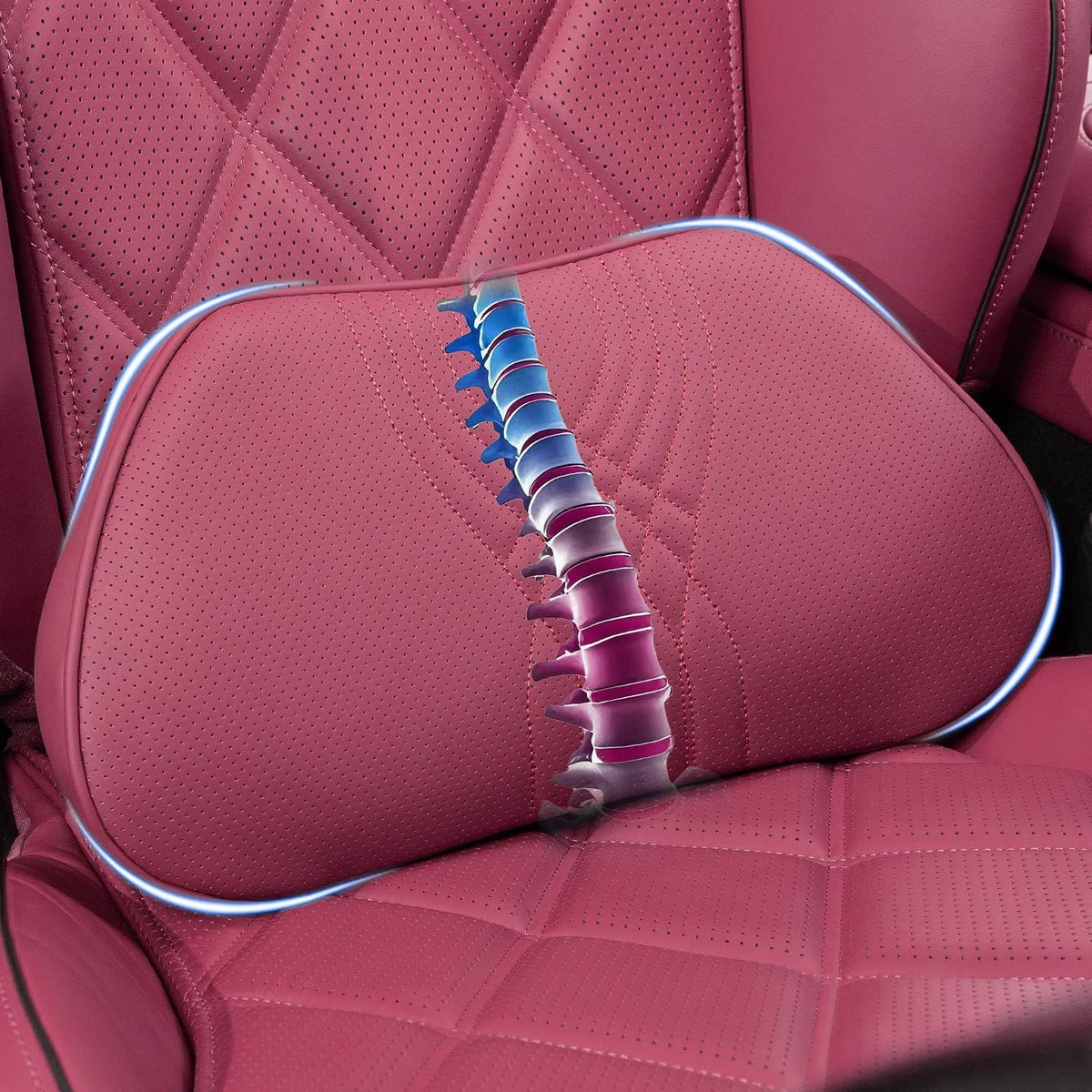 Lumbar Support Pillow for Driving Seat, Office Chair, Red, 1PC