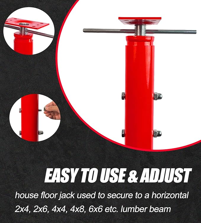 2 Pack House Jack Post Pole for Leveling, 48"-96" Adjustable House Floor Jacks, Support Joist Beam Brace Telescoping Jack Stands for Basements, Decks, Crawl Spaces, 18000 lbs Max Load Capacity