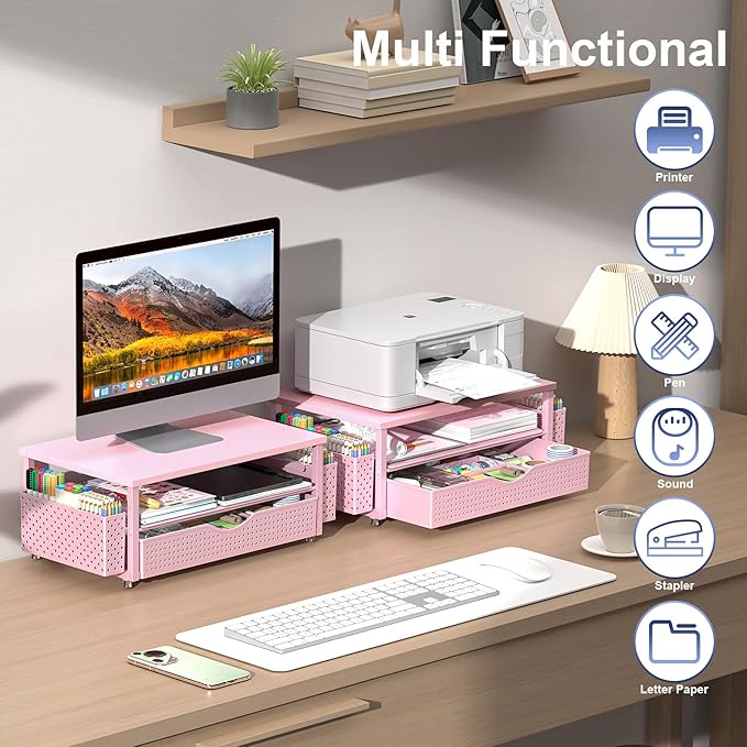 Spacrea Desk Organizer and Accessories, Computer Monitor Stand Riser