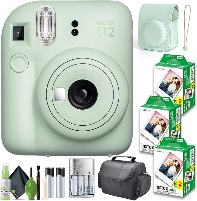 FUJIFILM INSTAX MINI 12 Film Camera Mint Green Bundle
