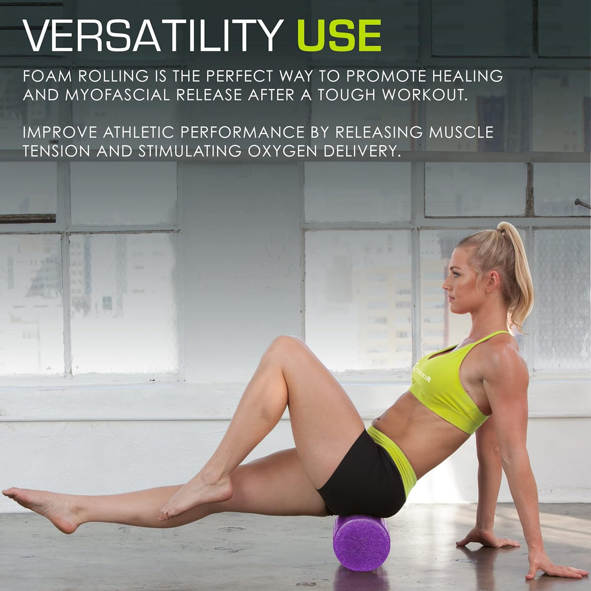 ProsourceFit High Density Foam Roller - 36 Inches Long | Firm Athletic Massage Tool for Back Stretching & Recovery, Purple