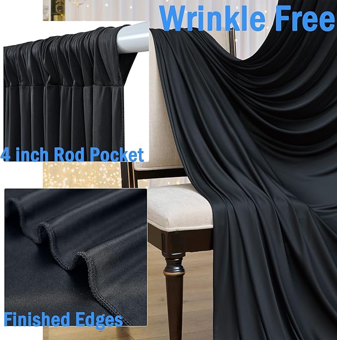 20ftx12ft Wrinkle Free Black Backdrop Curtains