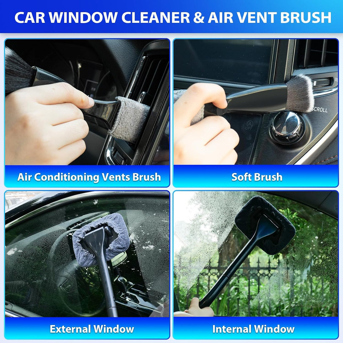 THINKWORK Car Cleaning Kit, Car Vacuum Kit, Gray Car Interior Detailing Kit with 8000PA High Power Vacuum, Including 7Pcs Detailing Brush Set and Bag