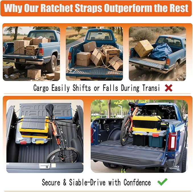 2PCS Retractable Ratchet Straps for 2015-2025 Ford F150, Retractable Tie Down Straps 10 Ft Self Retracting Tie Down, Super Duty Ford F150 Accessories