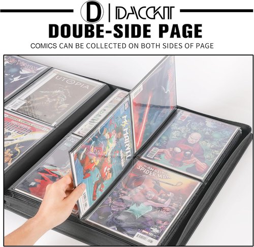 D DACCKIT Premium Comic Binder - Holds 96 Comic Books with Sleeves | Brilliant Orange Storage Solution