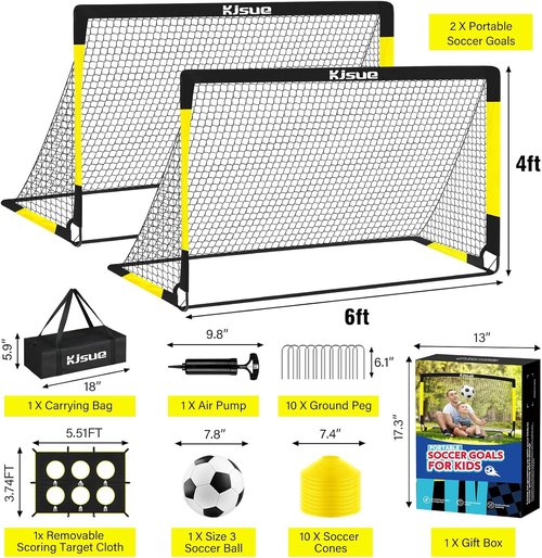 Kids Soccer Goal Set by [Brand Name] - 2 Durable 6x4 ft Goals for Backyard Training | Perfect for Ages 3-12
