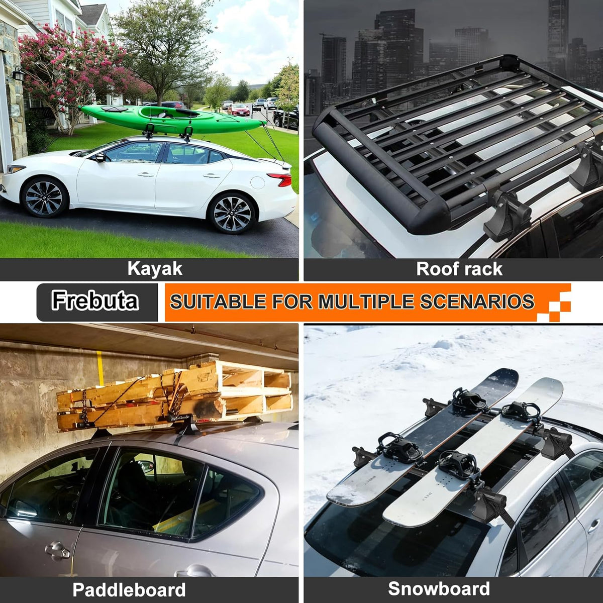Skiennix 48in Car Roof Rack Cross Bars - Heavy-Duty Luggage Carrier for Compact Cars | 220lbs Capacity