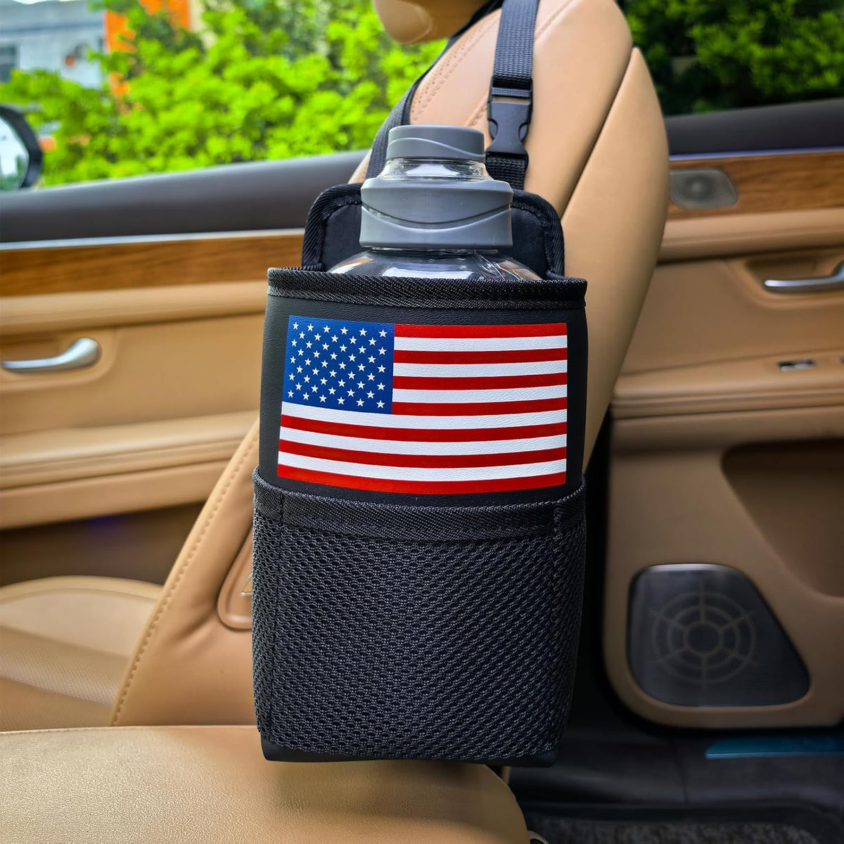 Large Car Cup Holder Expander Water Bottles, Big Drinks Holder Bag(Black)
