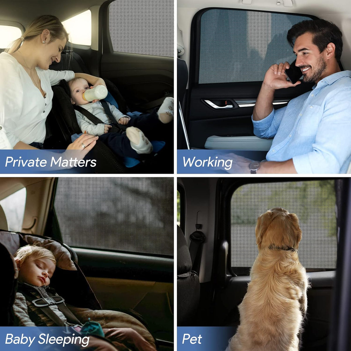 Car Window Shades，for Baby/Camping UV-Protection 2PCS Large 49"x22" | Car Sun Shades for Side Windows with Breathable Mesh，for Back Covers Car, Truck, Suv, Car Camping Essentials,Black