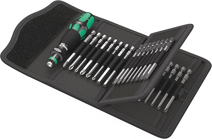 Wera - 5059297001 Kraftform Kompakt 62 Bitholding Screwdriver and Pouch Set, 33-Pieces & Tools 05073593001 950 SPKL/9 SM N SB Long ARM HEX Key Set, One Size, Multi
