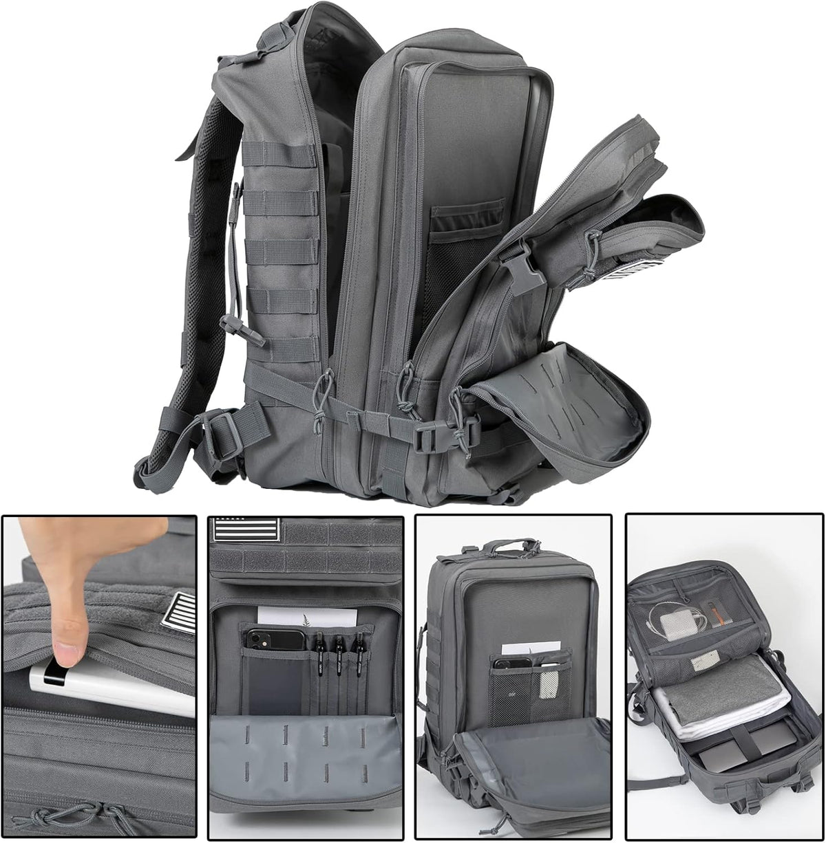 QT&QY Military Tactical Backpack - 45L Molle Army Assault Pack for Hiking & Trekking | Bug Out Bag