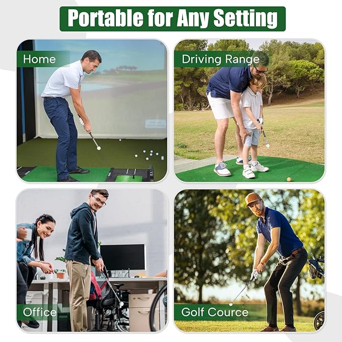 Retractable Golf Swing Training Aid, Golf Grip Trainer for Swing Tempo & Chipping Practice, Right-Handed Golf Swing Trainer with Arm Band for Beginners, Indoor Outdoor Practice